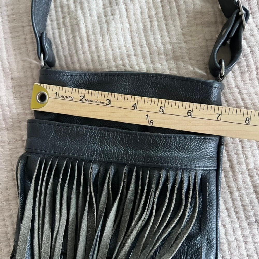 Fringe Crossbody Bag Women Small Black Leather Boho Western Festival Gothic - Picture 13 of 14